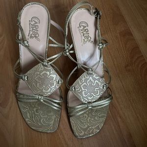 Carlos gold wedge shoes